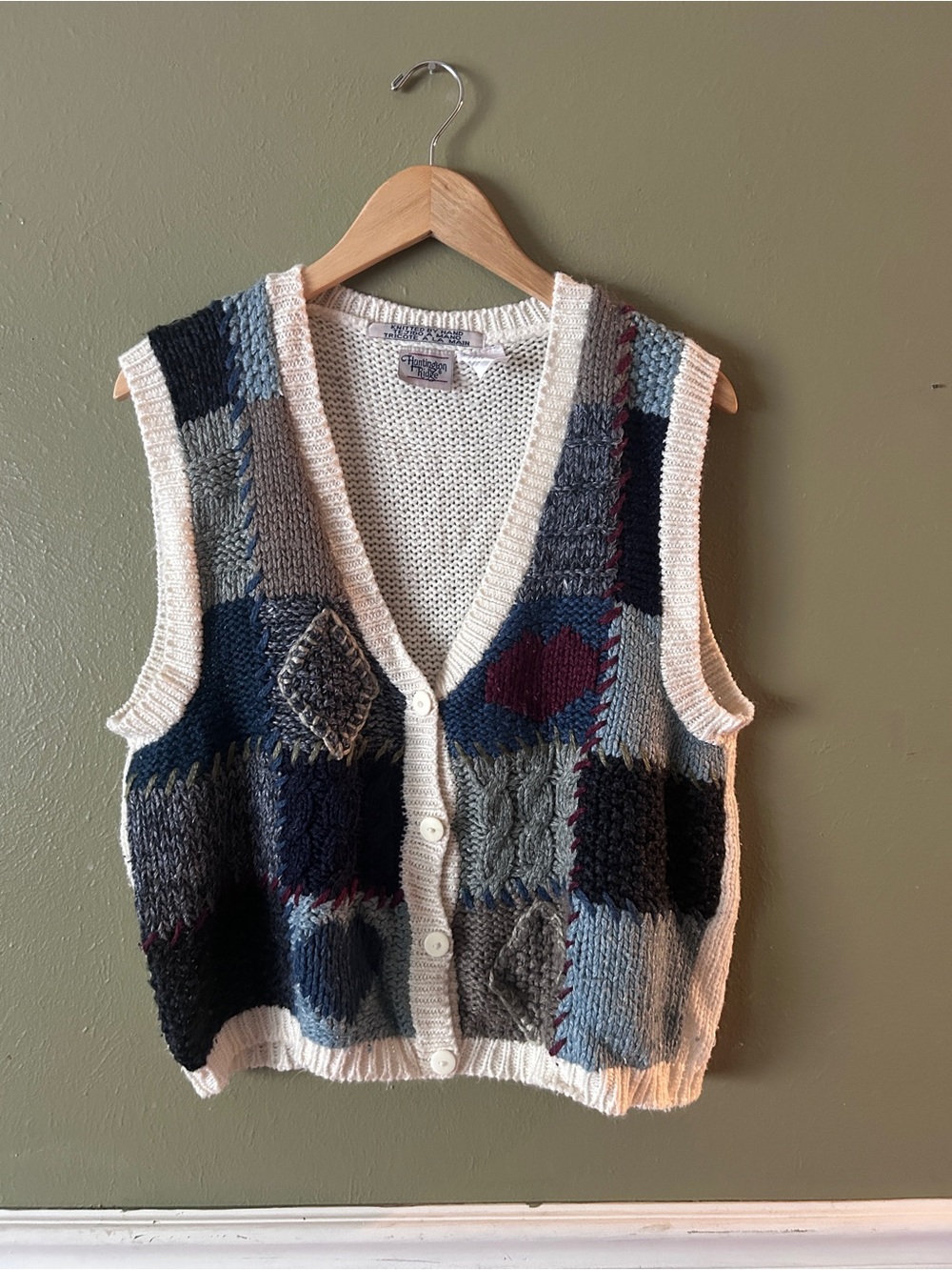 Patchwork Knit Grannycore Cottagecore Heritage Fisherman Grandpa Sweater Vest